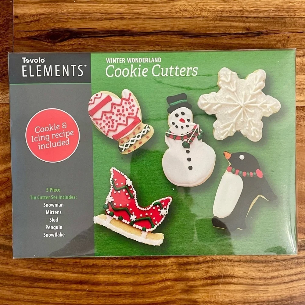 Holiday Baking Gift Set Cookie Cutters, Snowflake Cookie Stamp and Spatula New.